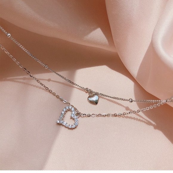 NEW 925 Sterling Silver Diamond Heart Necklace A - Picture 5 of 8